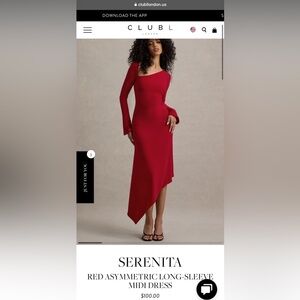 Elegant Red Asymmetrical Dress from Club L London
